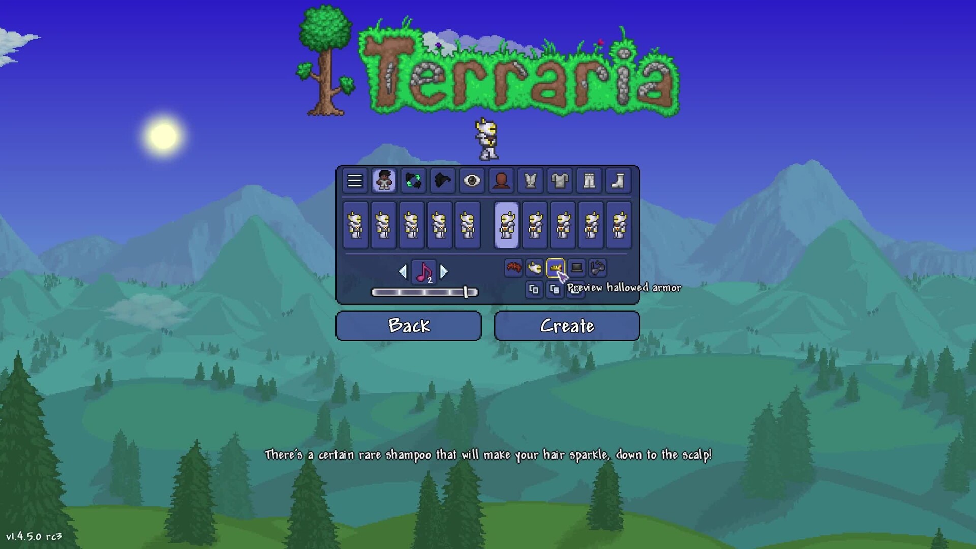 لقطة لعب من Terraria تظهر الواجهة والعتاد