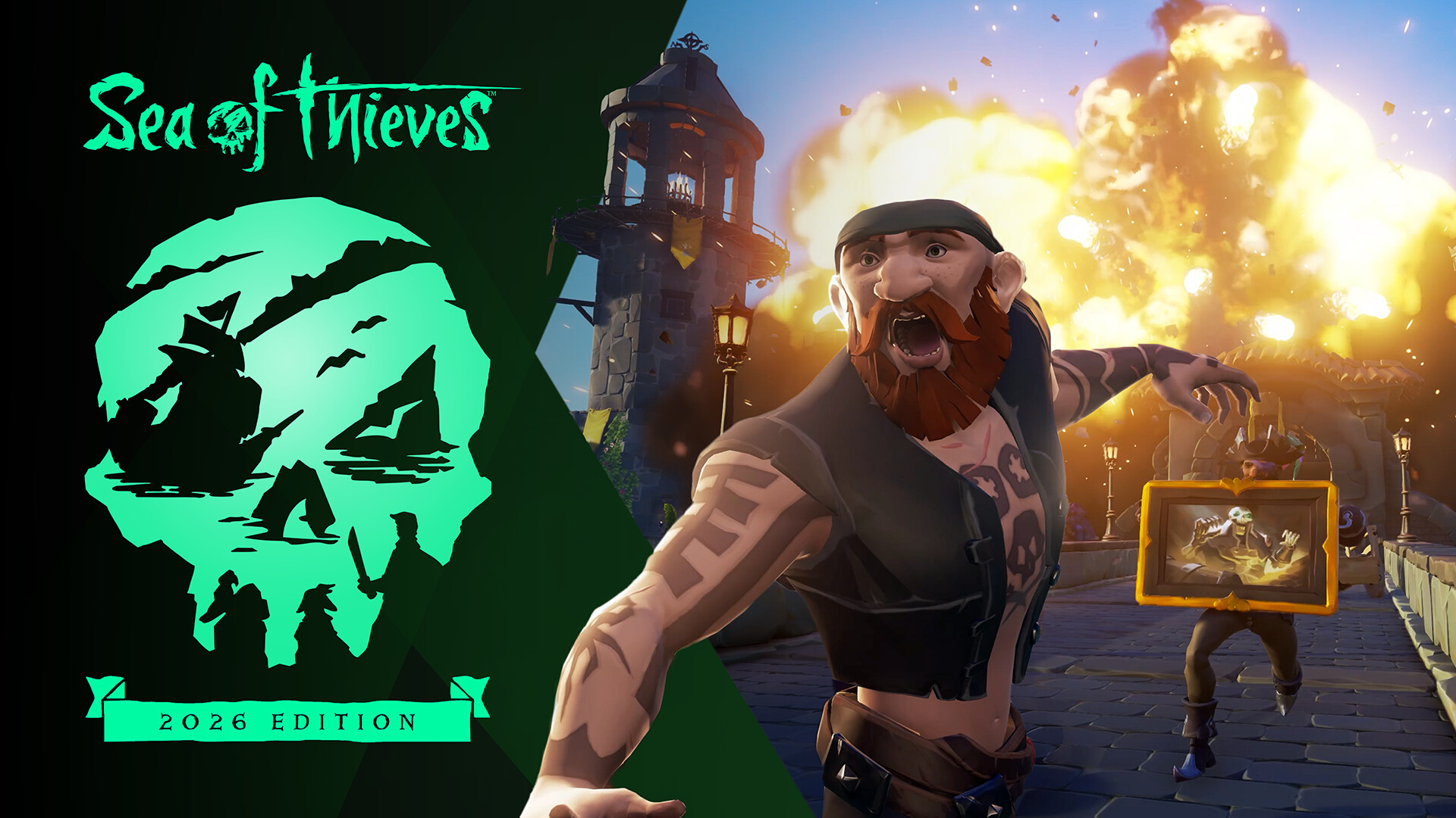 Sea of Thieves ship sailing toward an island during a short Safer Seas route