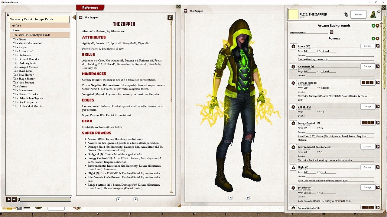 Fantasy Grounds - Necessary Evil Archetype Cards screenshot 2