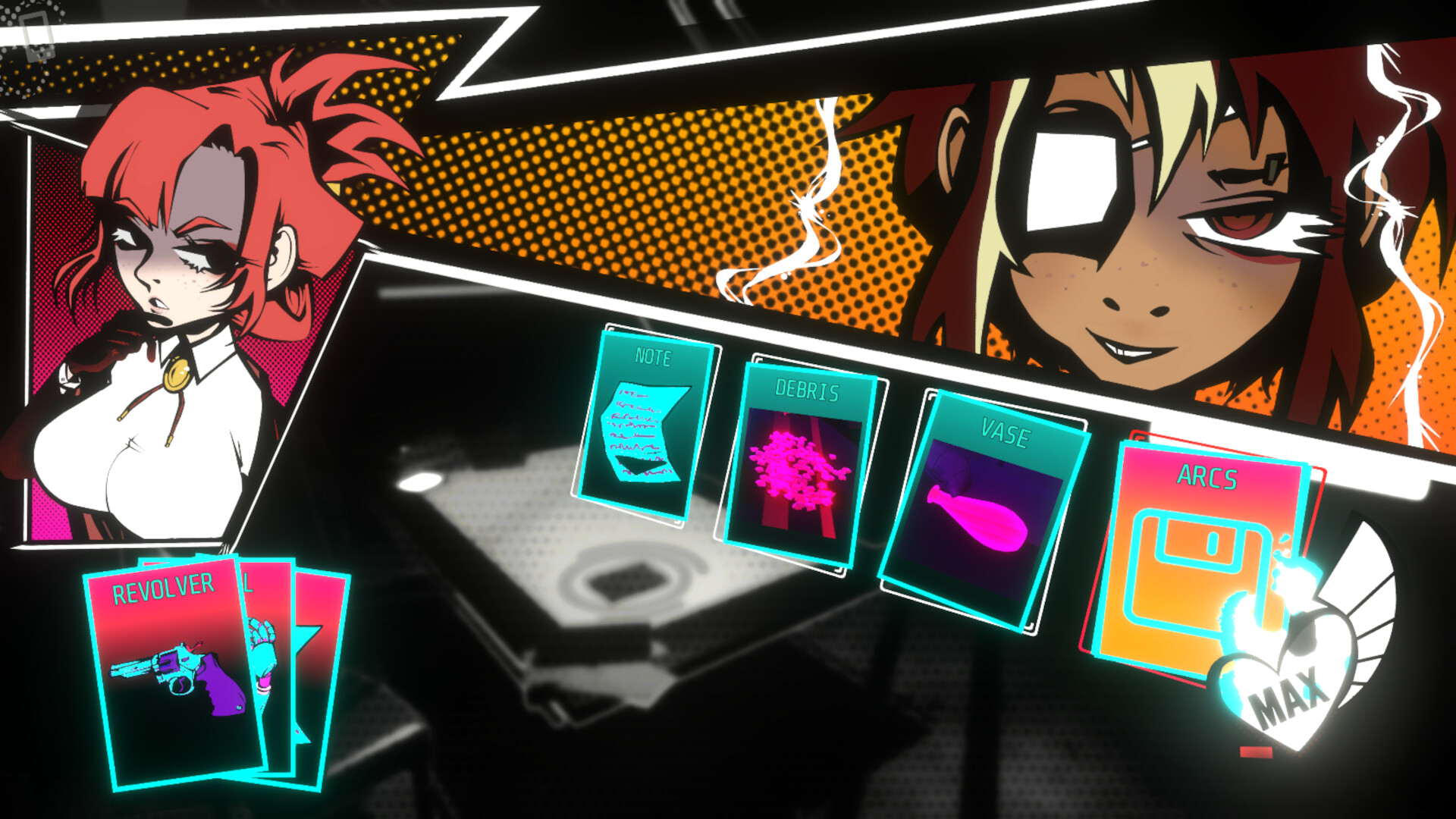 Gameplay featuring the evidence presenting mechanic.