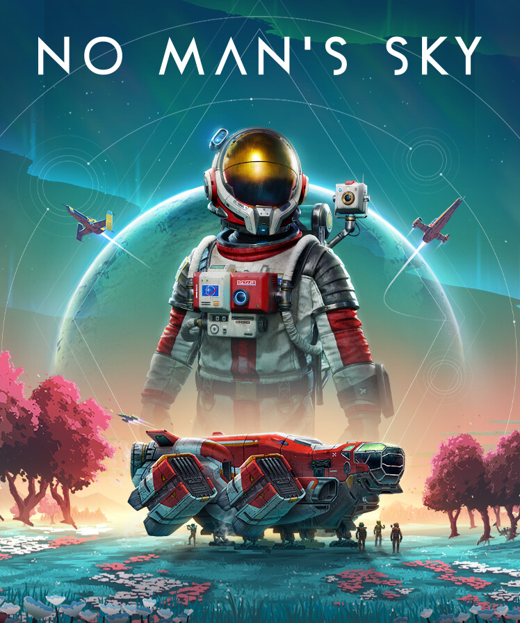 Official No Man’s Sky key art with astronaut and ships for a stable Steam Deck settings profile