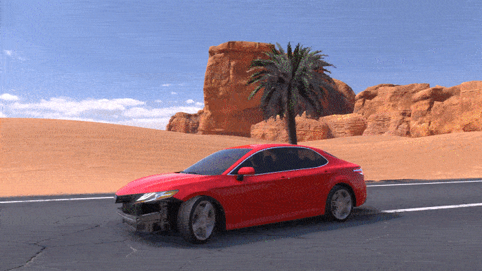 Highway Drifter Hajwala Simulator va chạm xe Camry đỏ trong sa mạc