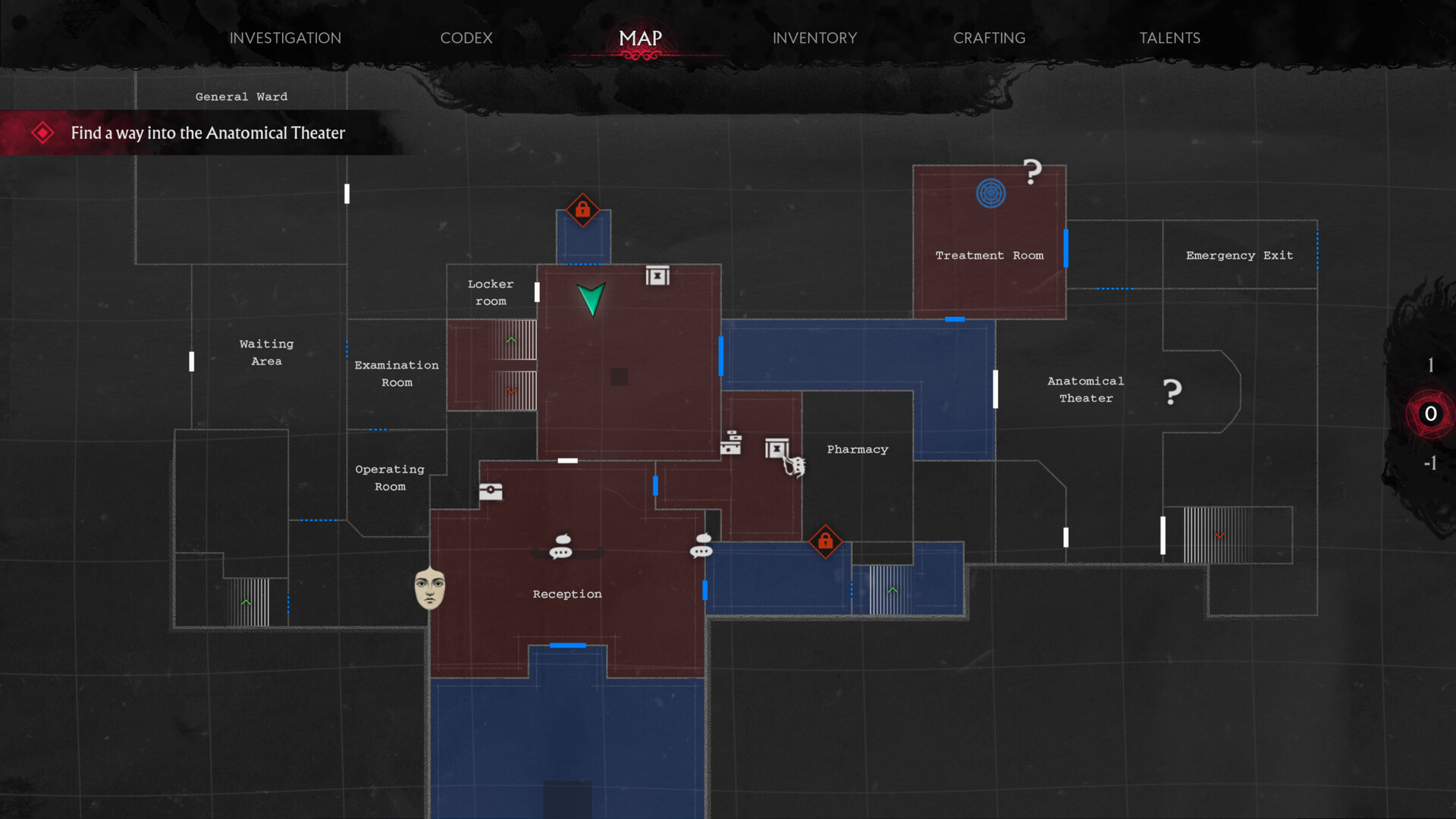Investigation and map interface in The Sinking City 2