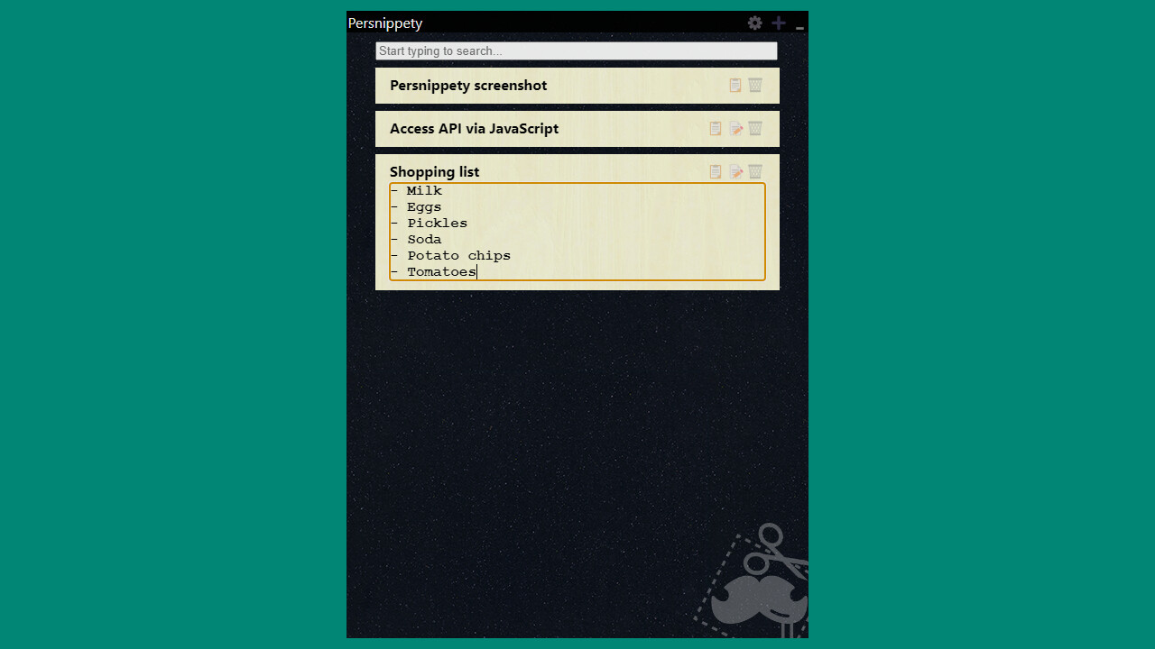 Persnippety screenshot 1