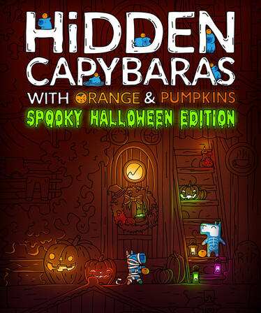 Hidden Capybaras with Orange and Pumpkins: Spooky Halloween Edition