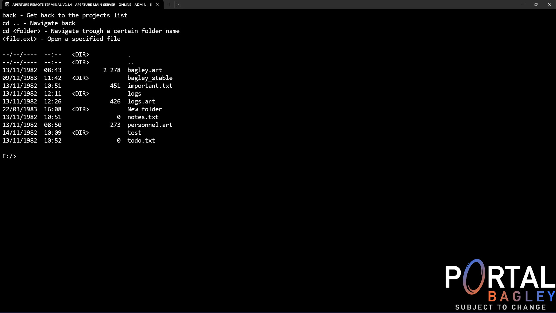 Portal BAGLEY - Aperture Remote Terminal screenshot 5
