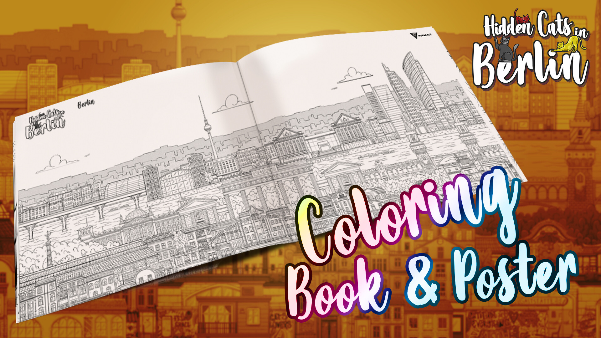 Hidden Cats in Berlin - Printable PDF Coloring Book and Poster screenshot 1