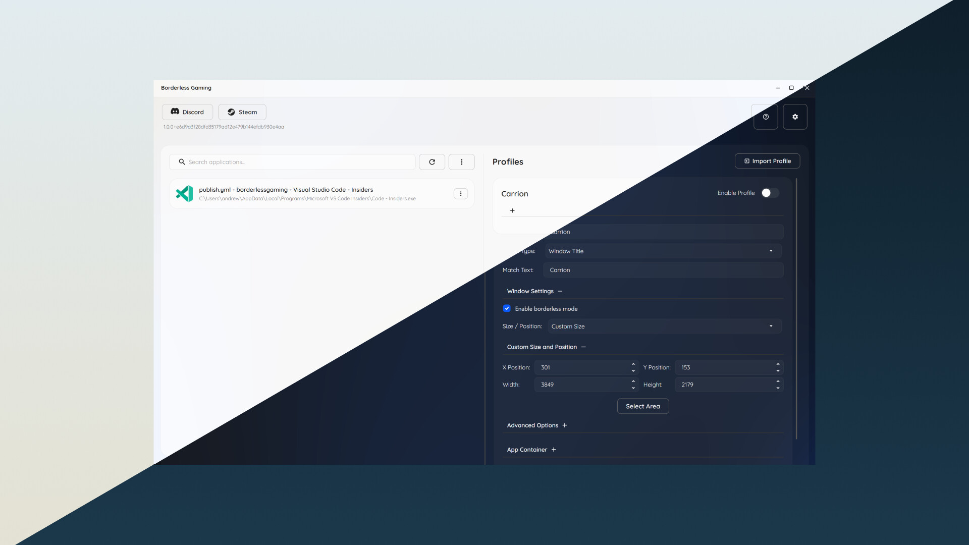 Borderless Gaming - Dark Mode screenshot 1