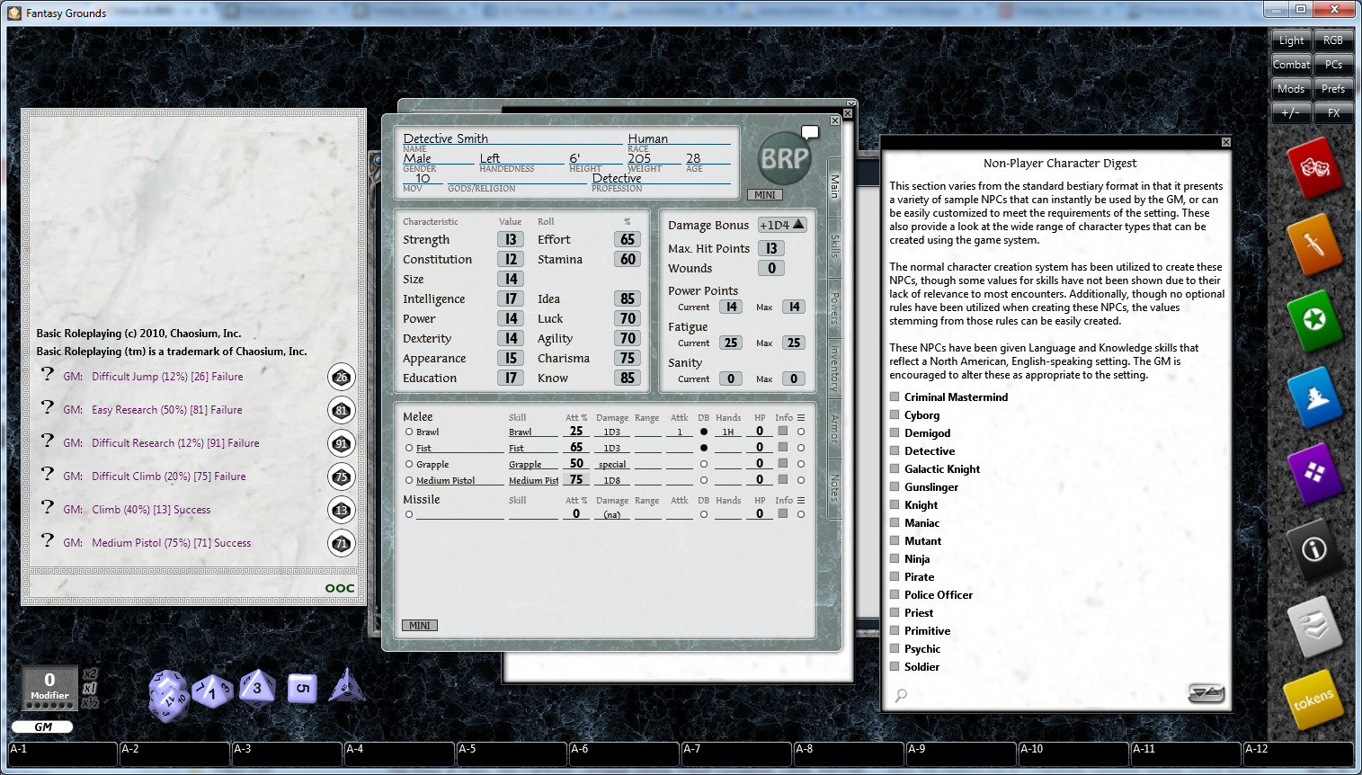 Fantasy Grounds - Basic Roleplaying (BRP) Ruleset screenshot 3