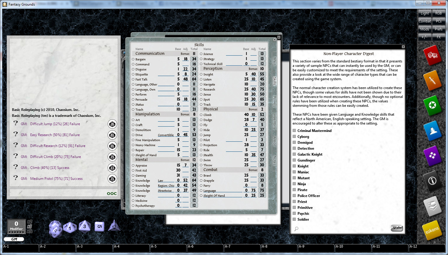 Fantasy Grounds - Basic Roleplaying (BRP) Ruleset screenshot 10