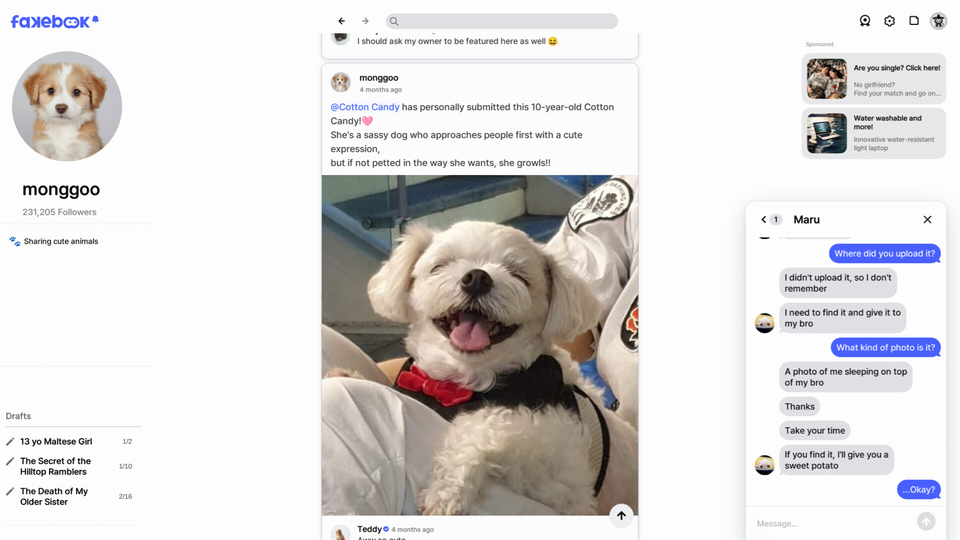 FAKEBOOK screenshot 1