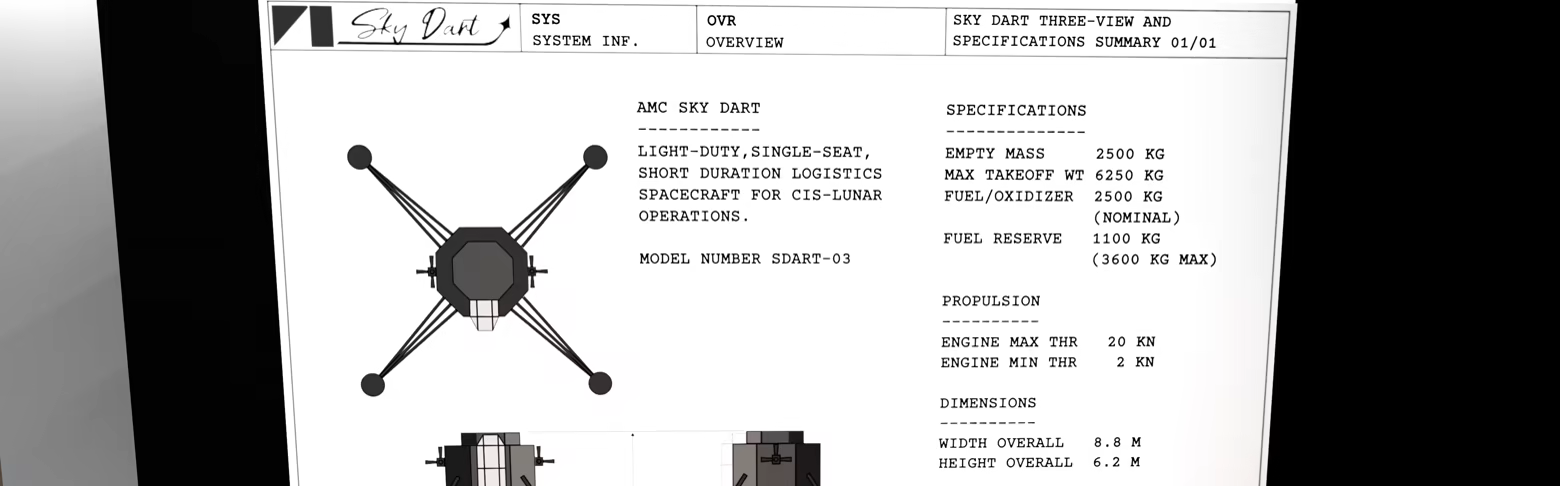 The system specifications page from the Sky Dart flight manual