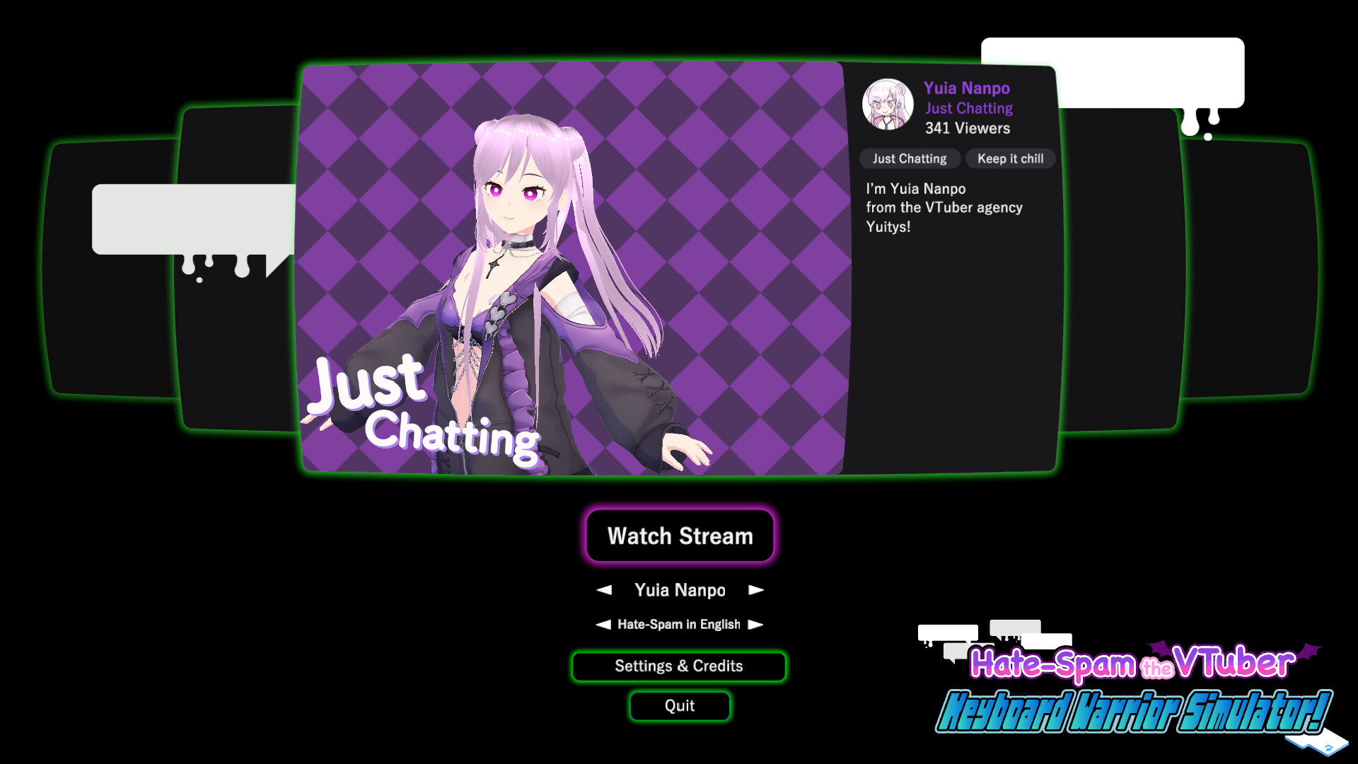 Vtuberにクソコメを送るタイピングゲーム screenshot 1