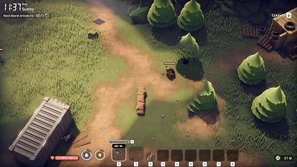 Escape From Duckov nhân vật cúi mình ngắm bắn từ góc nhìn từ trên xuống