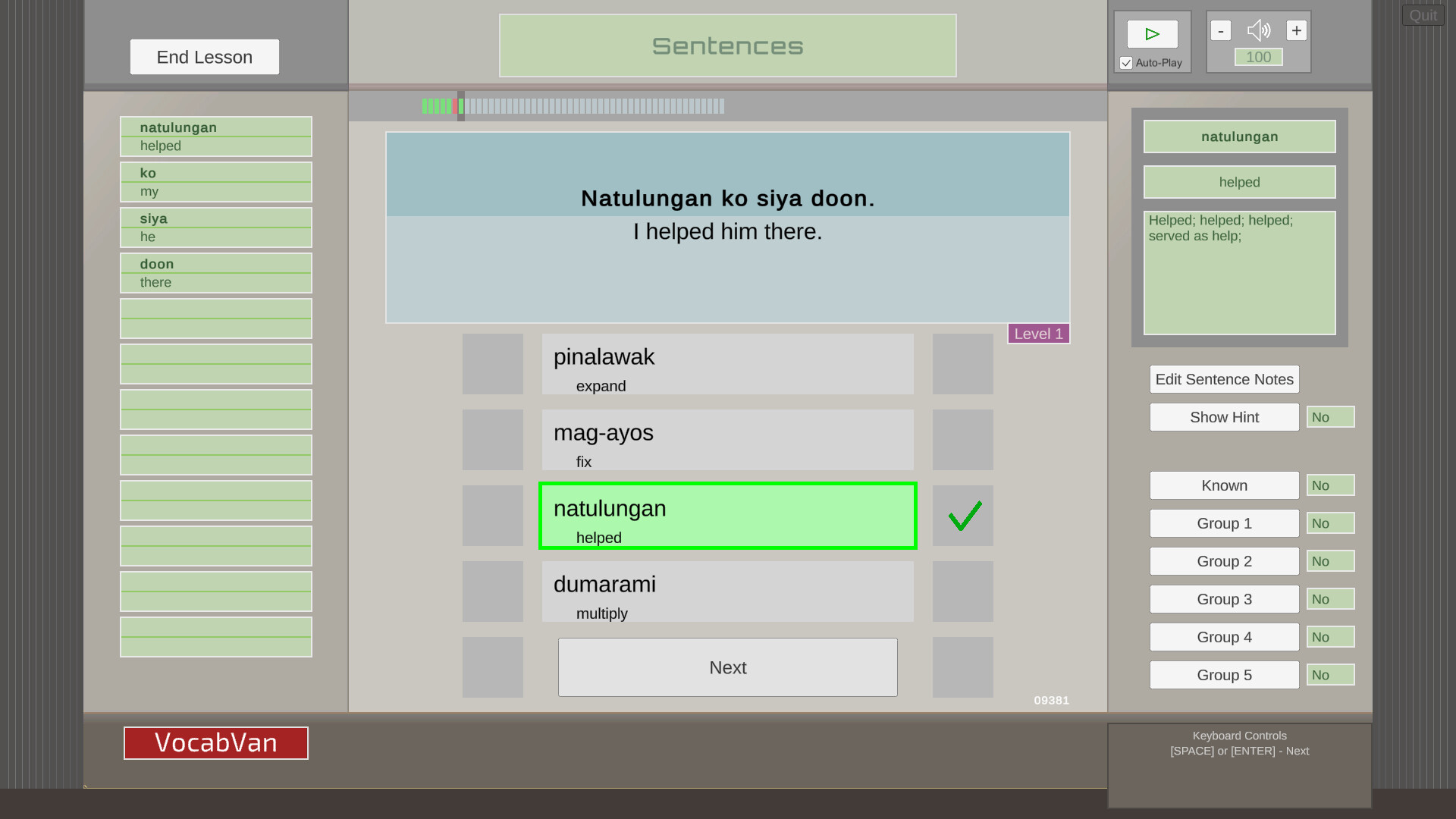 VocabVan - Tagalog screenshot 1