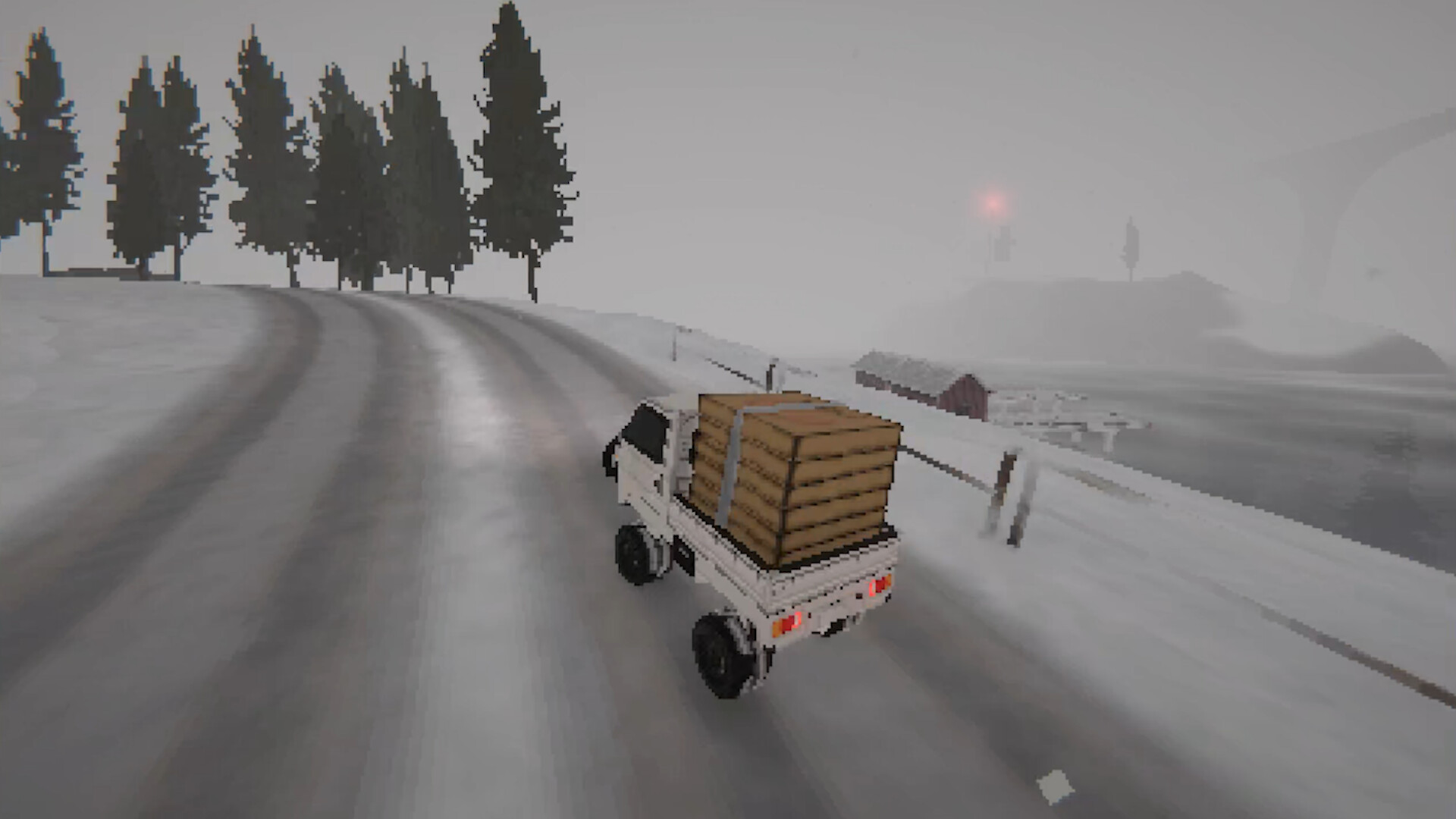 Easy Delivery Co. delivery truck in a snowy low-poly area