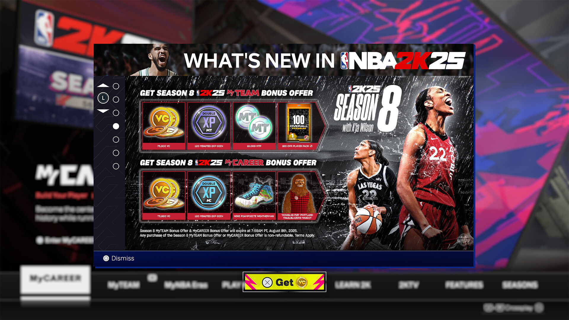 NBA 2K25 MyTEAM Bonus Offer: Season 8 screenshot 1