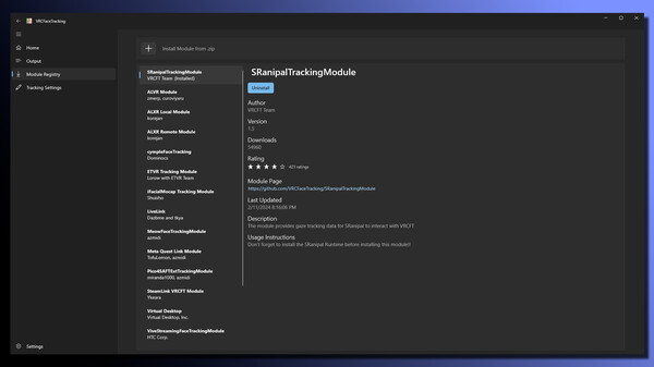VRCFaceTracking screenshot
