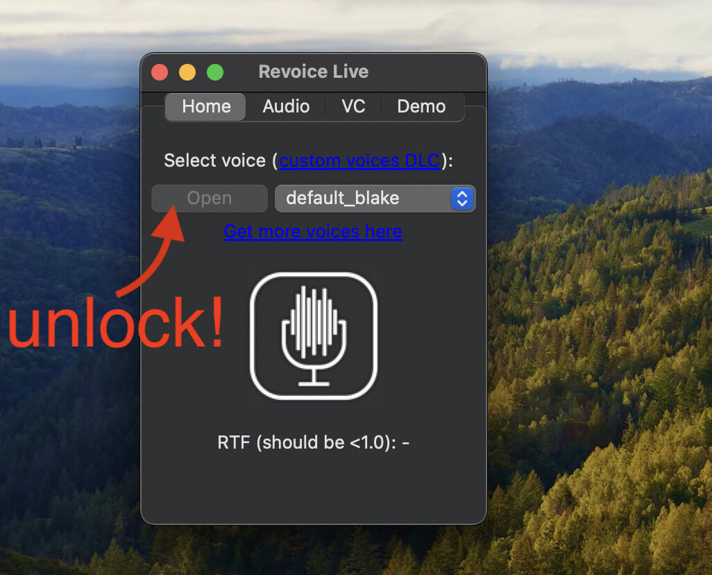 RevoiceLive - open button screenshot 1
