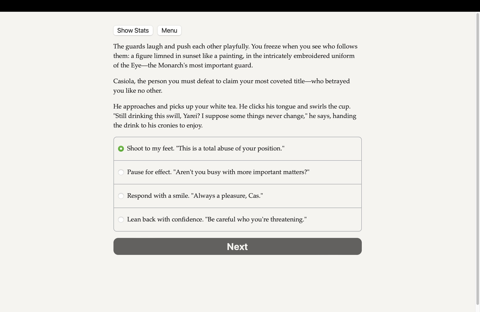 Games of the Monarch's Eye