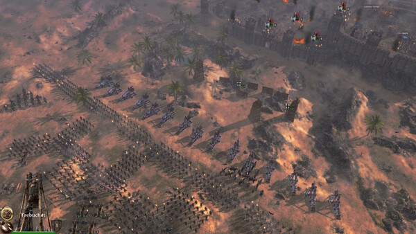 Medieval settlement with fortifications and cathedrals being constructed by crusades forces