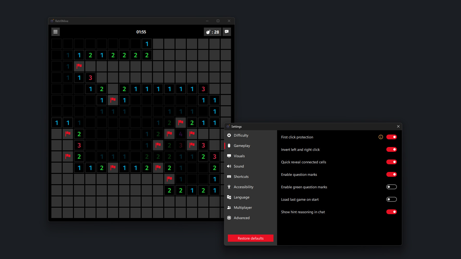 Retr0Mine screenshot 2