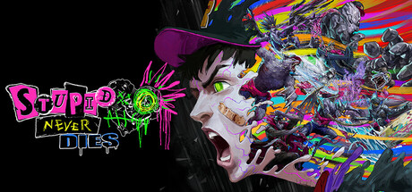 Stupid Never Dies - Steam header menampilkan Davi dengan senjata dan latar kota rusak