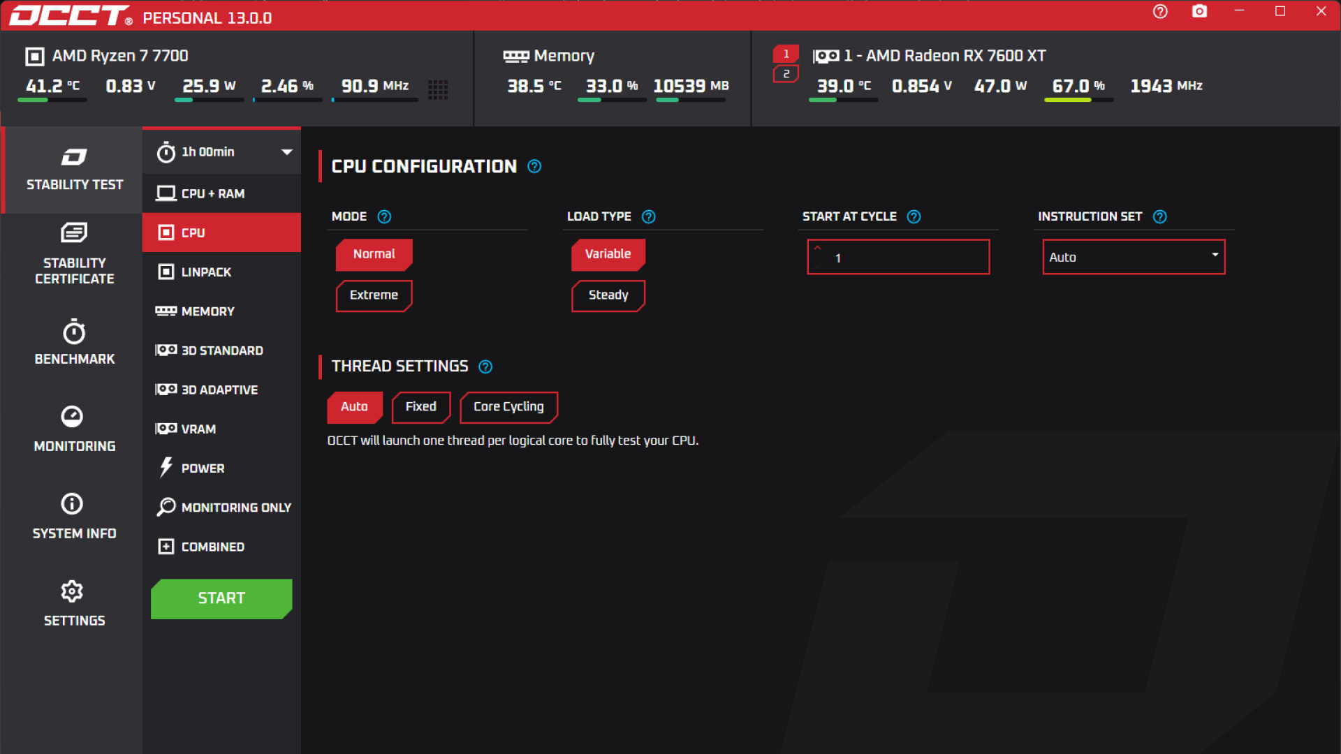 OCCT screenshot 2