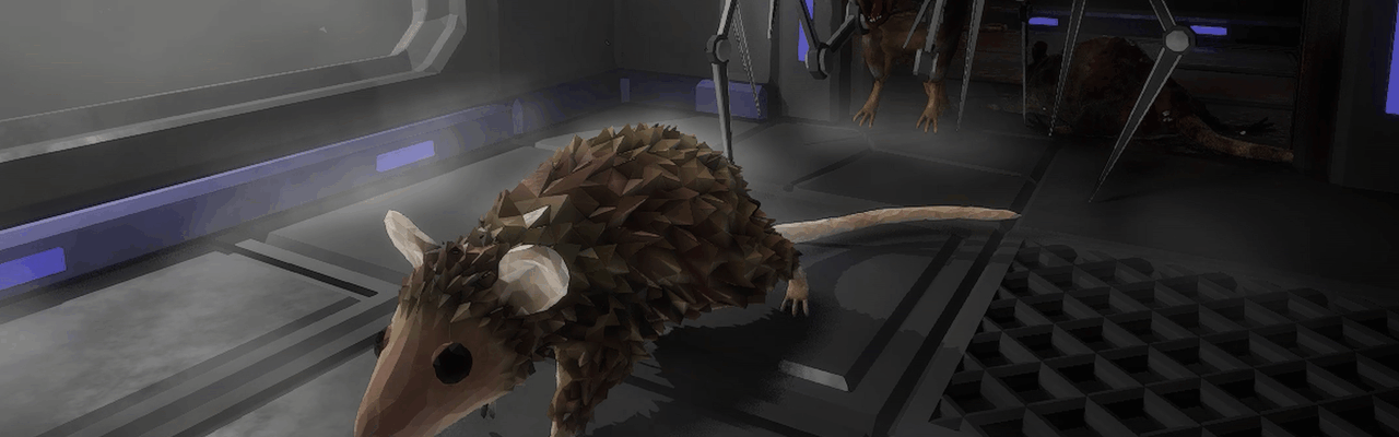 Chuột đột biến lông gai màu nâu sẫm trong khu vực thí nghiệm Cyber Rats