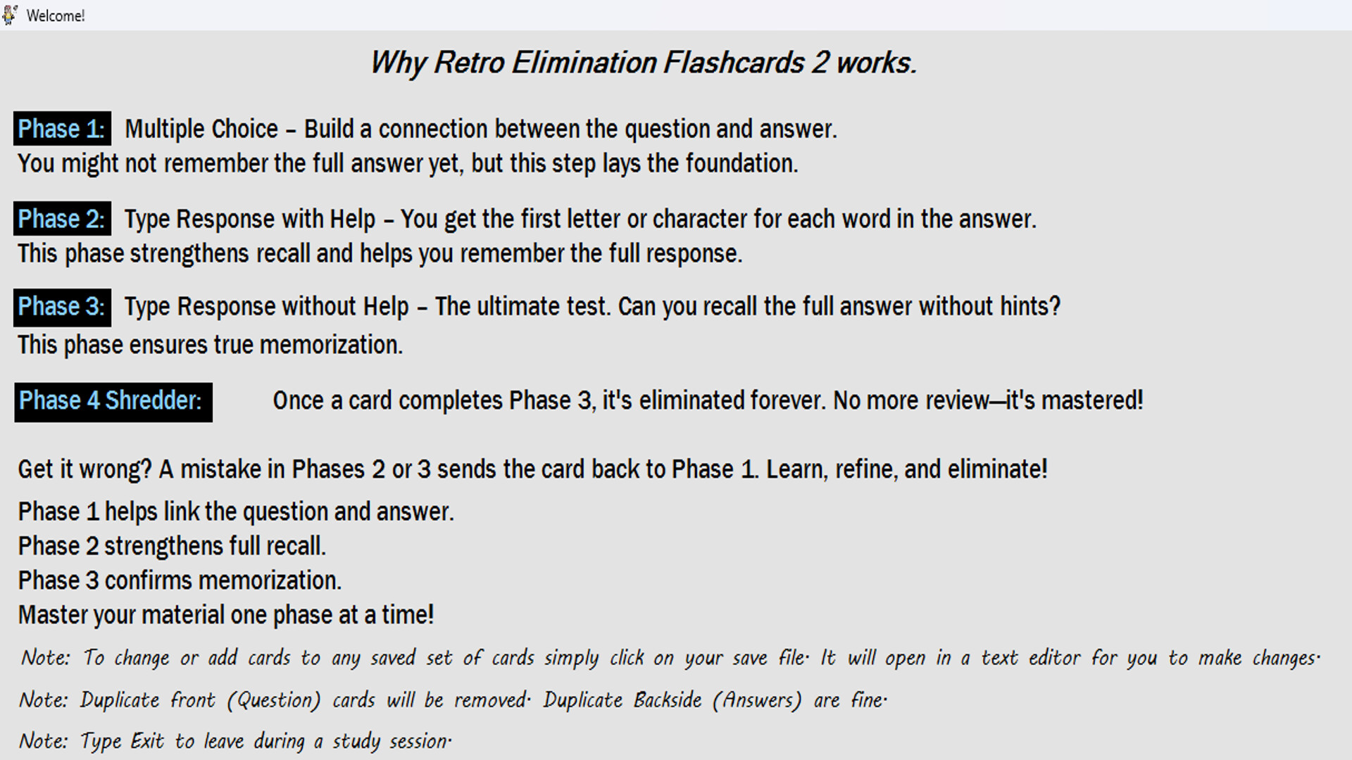 Retro Elimination Flashcards 2 screenshot 1