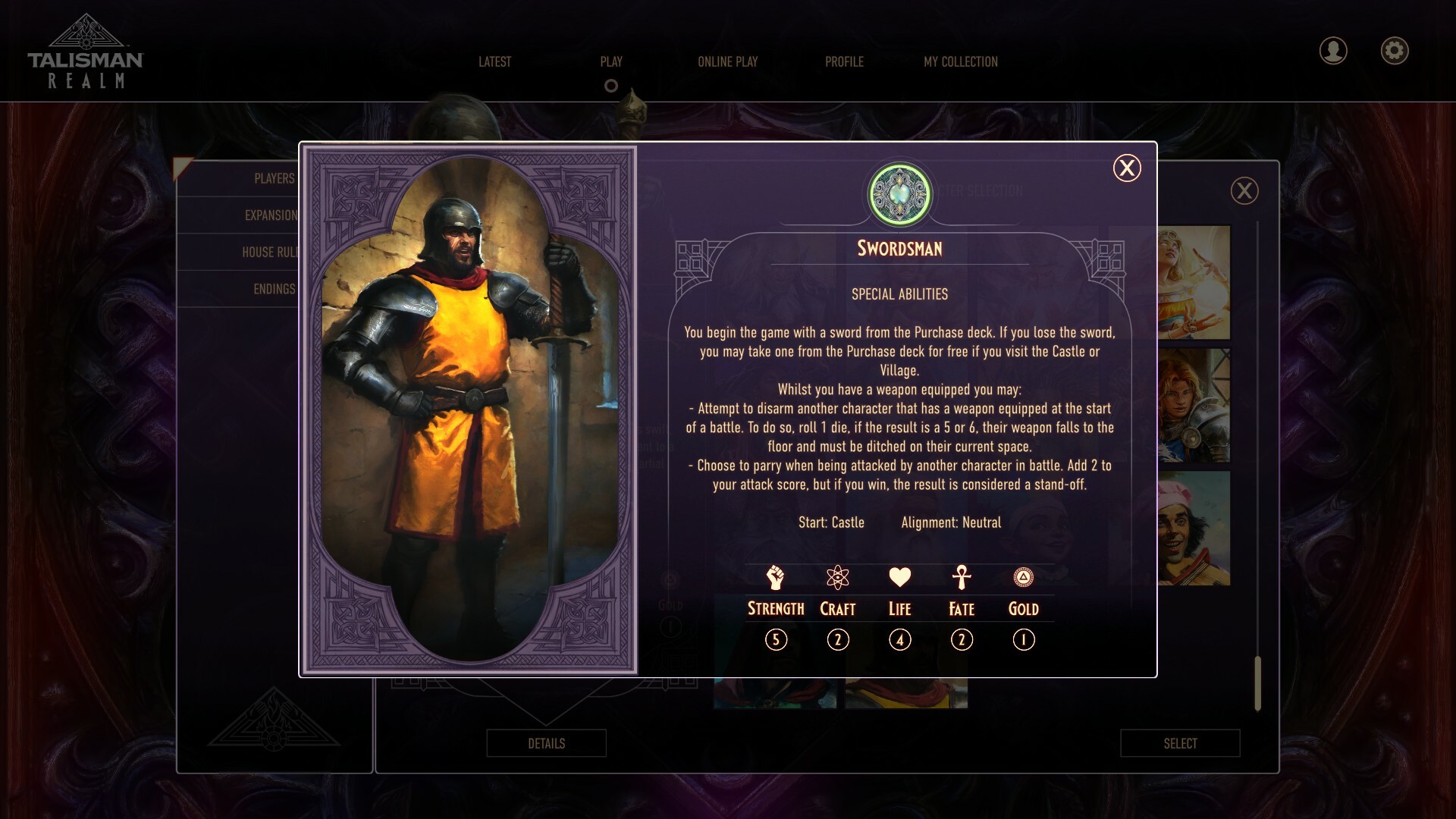 Talisman: Digital 5th Edition - The Swordsman Character screenshot 5