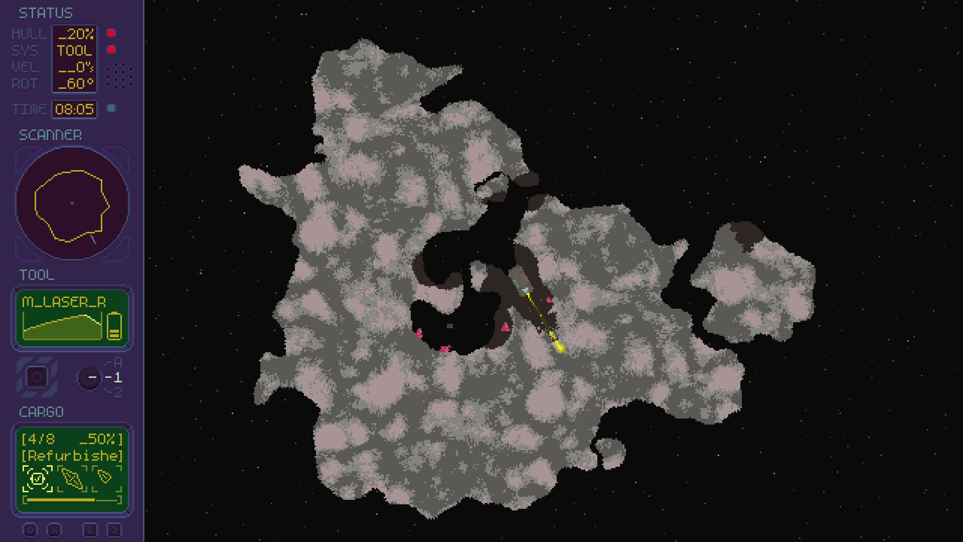 Deep Space Exploitation – těžba asteroidů v pixelové grafice