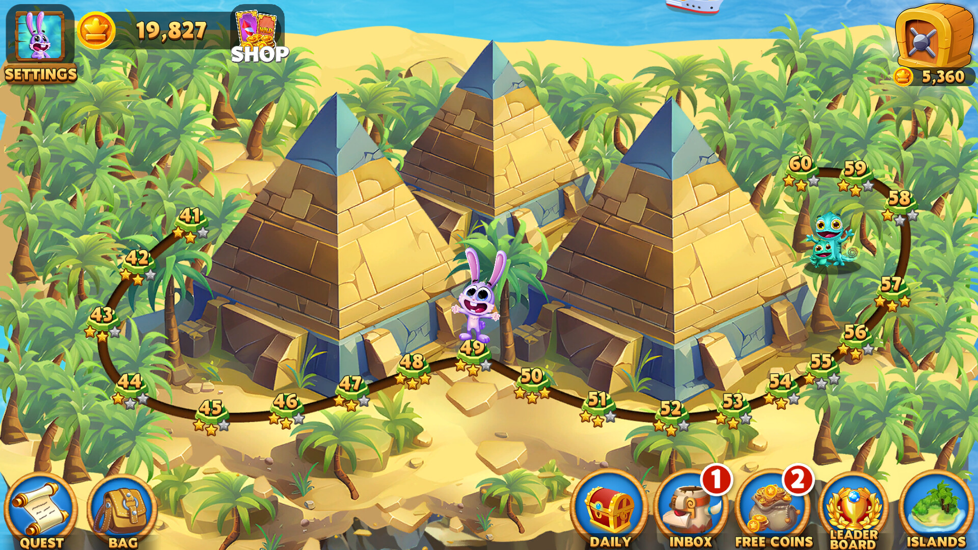 遊戲關卡畫面,可以看到被囚禁的小動物正等待玩家解救