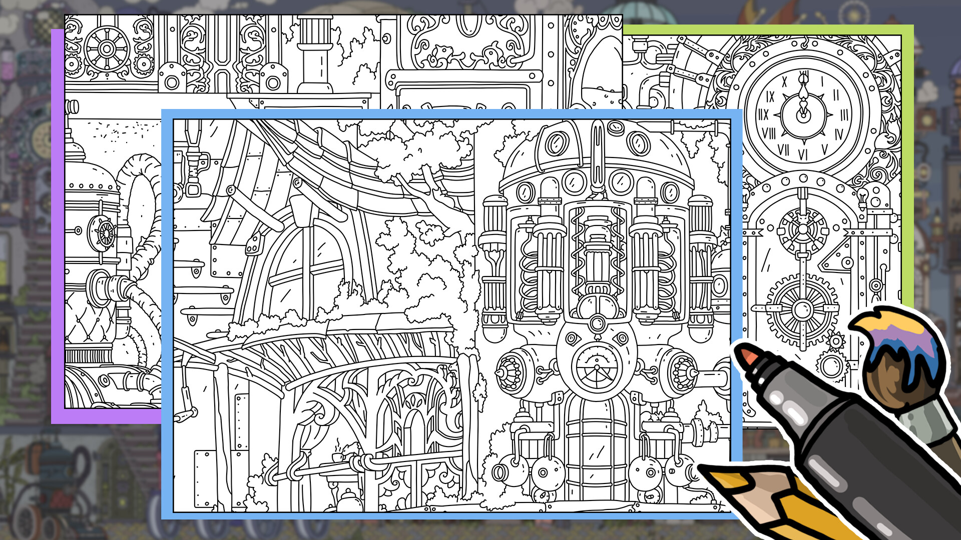 FIND KITTENS 3: Steampunk - Coloring Book screenshot 2