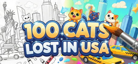 100 Cats Lost In USA Find & Color Cover Image