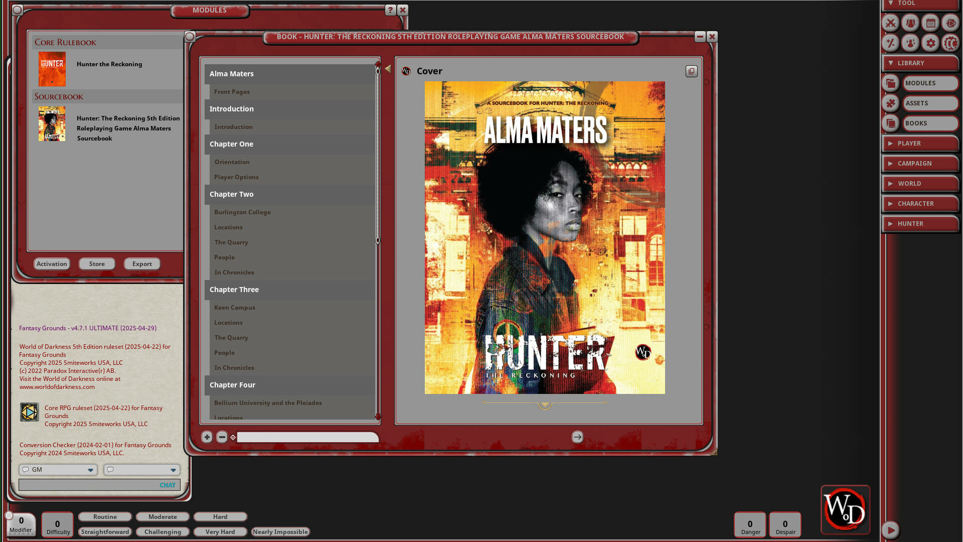 Vampire Software Fantasy Grounds - Hunter: The Reckoning - Alma Maters on Steam