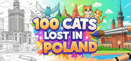 100 Cats Lost In Poland Find & Color Logo