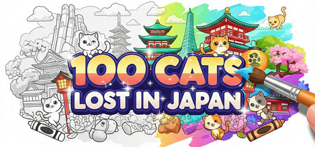 100 Cats Lost In Japan Find & Color Logo
