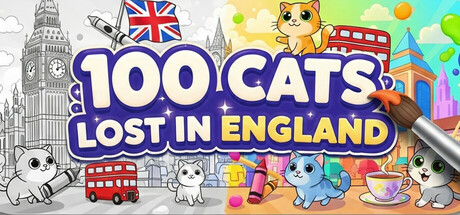 100 Cats Lost In England Find & Color Cover Image