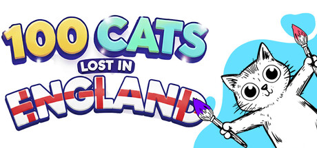 100 Cats Lost In England Find & Color Logo