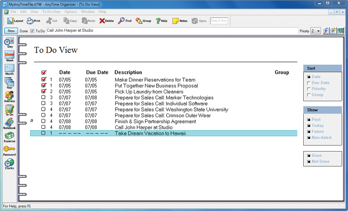 AnyTime® Organizer 15 screenshot 4