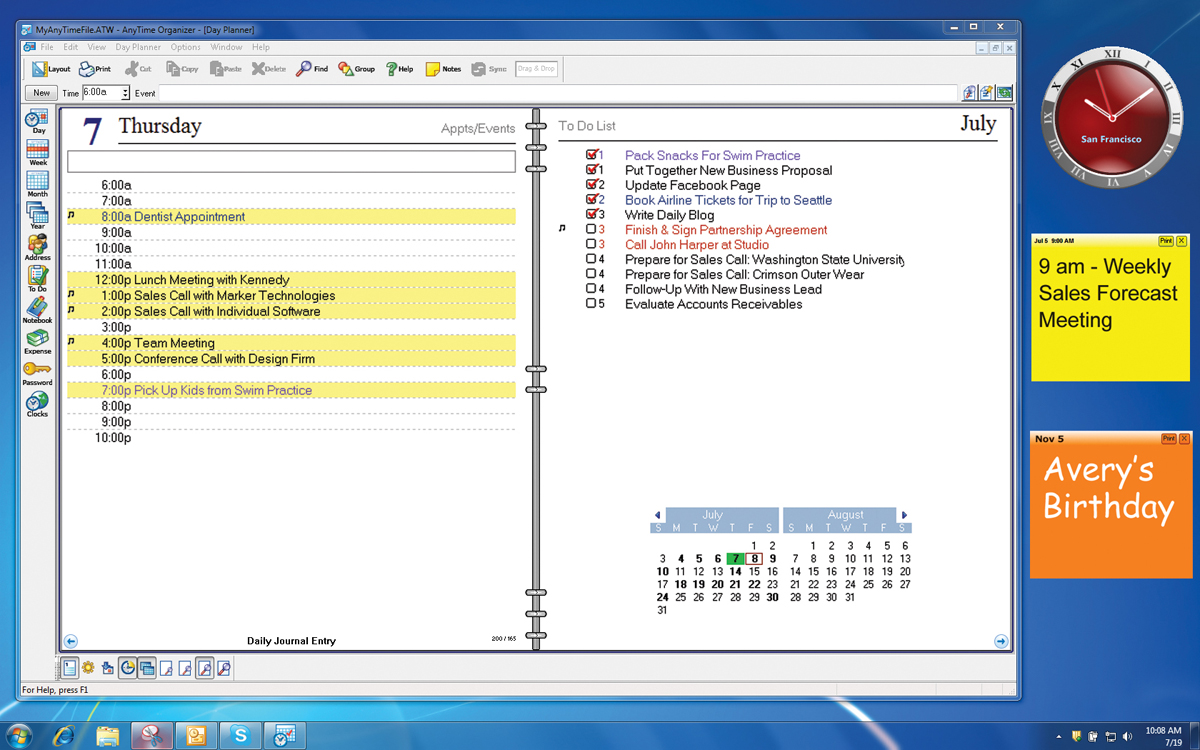 AnyTime® Organizer 15 screenshot 1