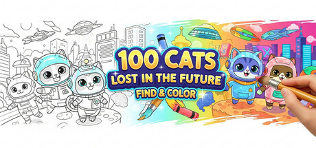 100 Cats Lost in the Future Find & Color Logo