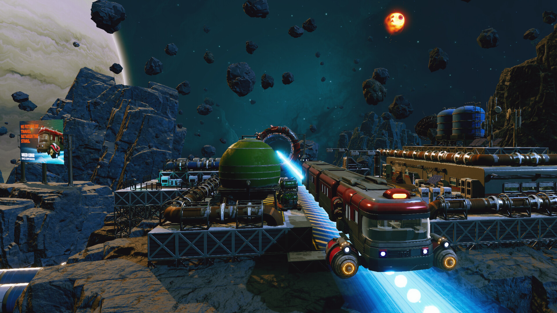 SurviRail Deep Space 小惑星帯を進む宇宙列車と高速移動用のゲート
