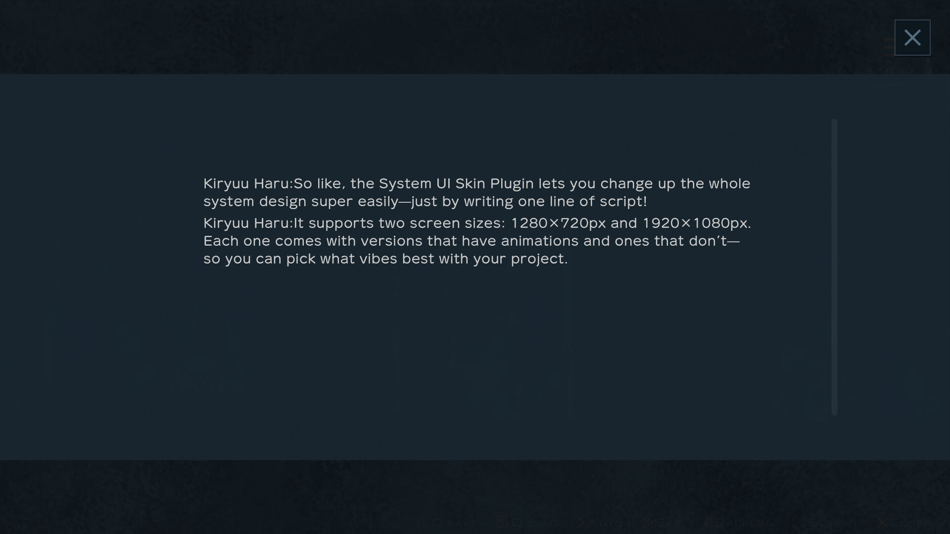 Tyrano Studio - System UI Skin Plugin #2 screenshot 6