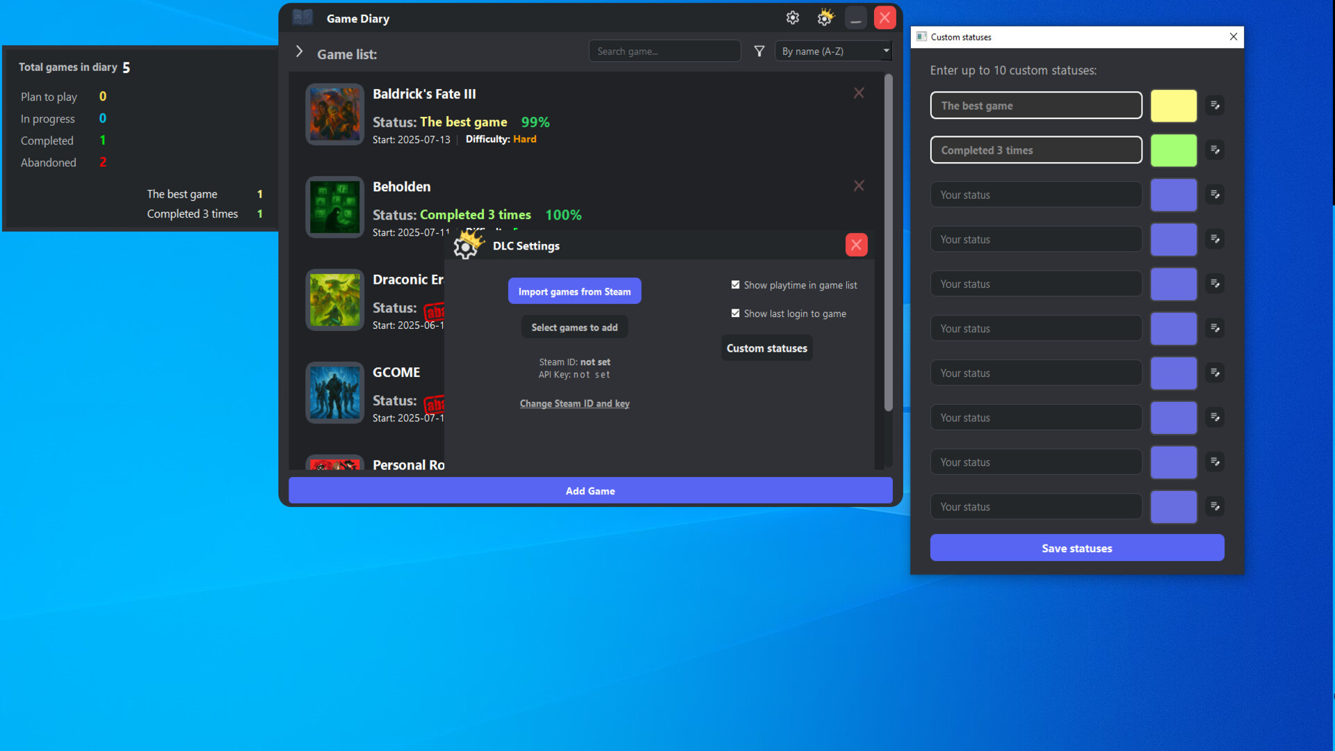 Game-Diary Plus! screenshot 2