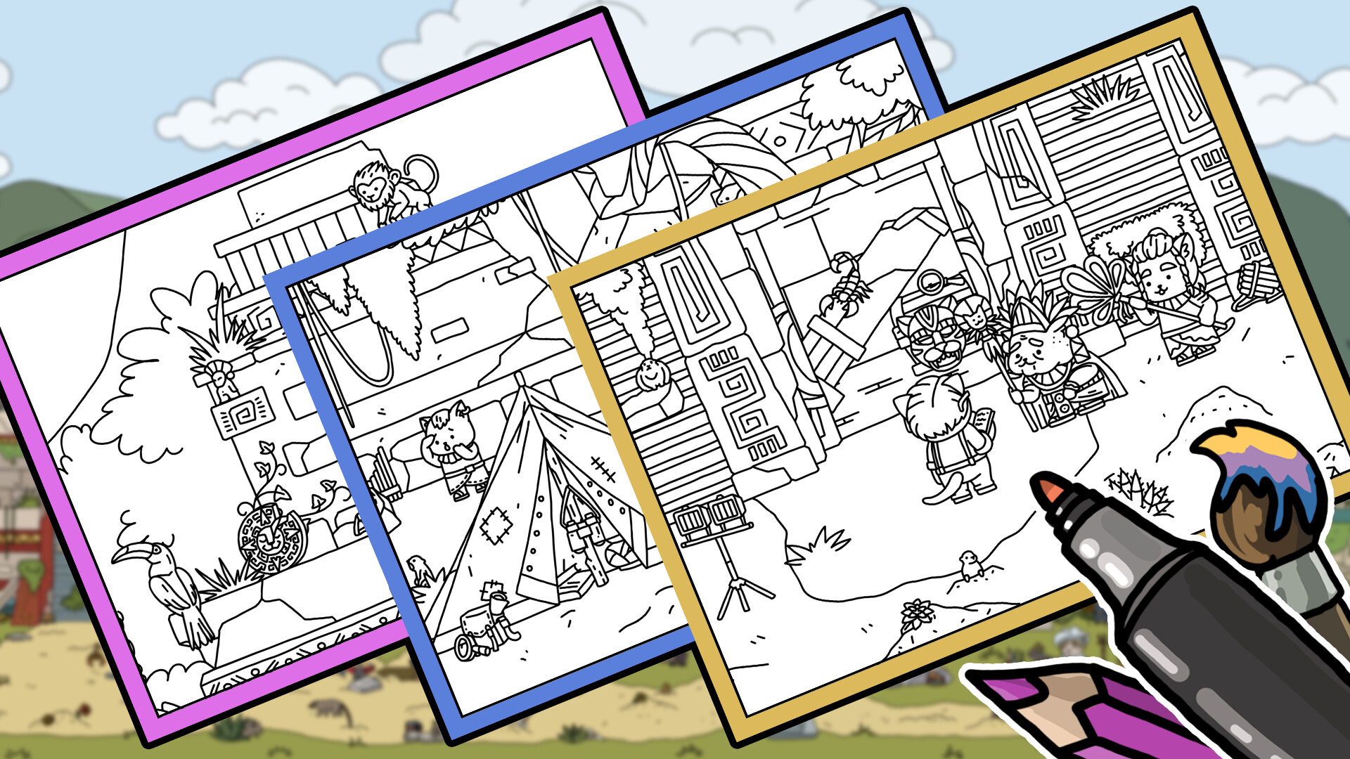 FIND ALL 8: The road to the Maya - Coloring Book screenshot 3