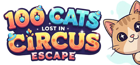100 Cats Lost in Circus Escape Find & Color Logo
