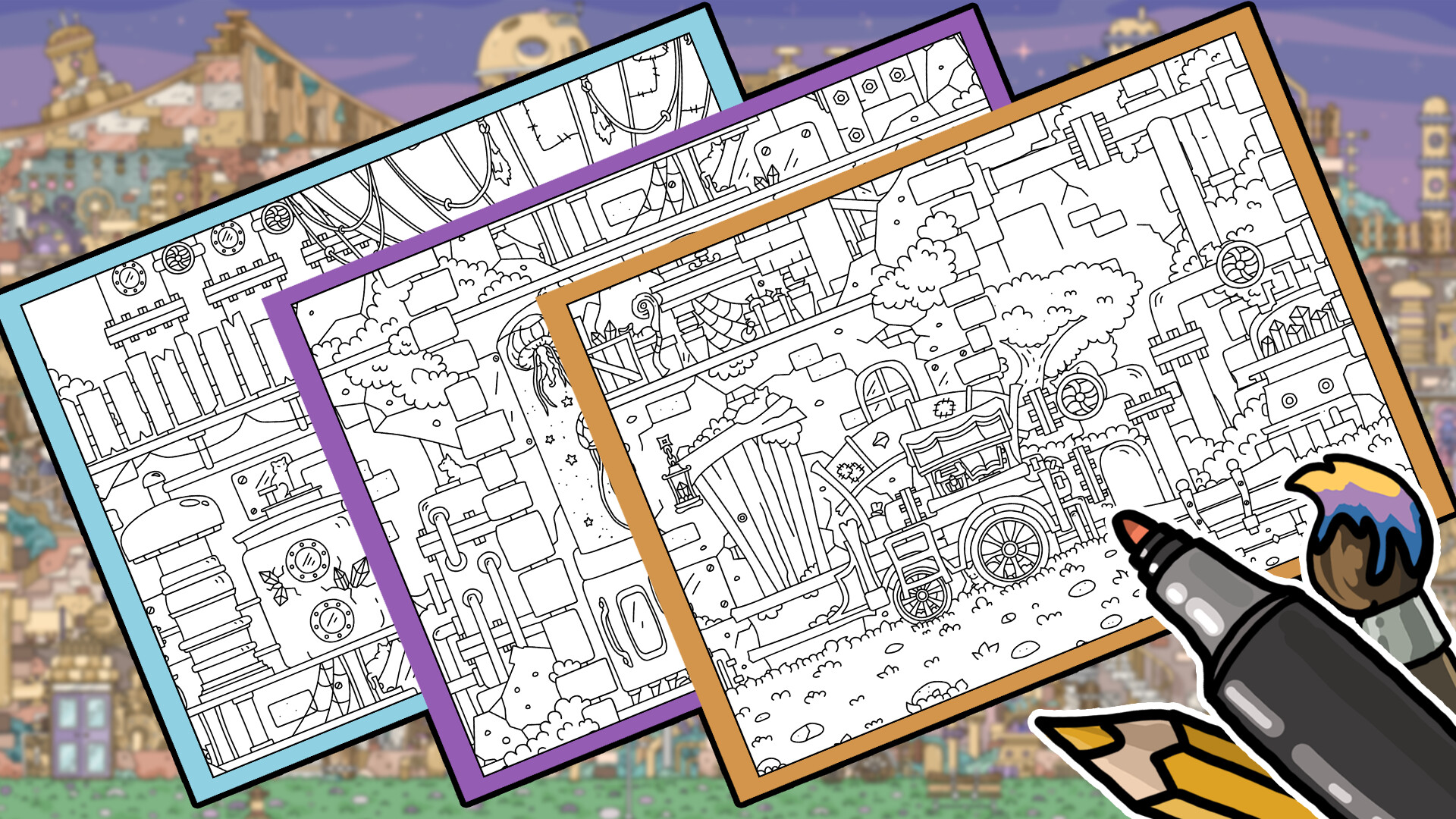 FIND KITTENS 4: Aetherpunk - Coloring Book screenshot 3