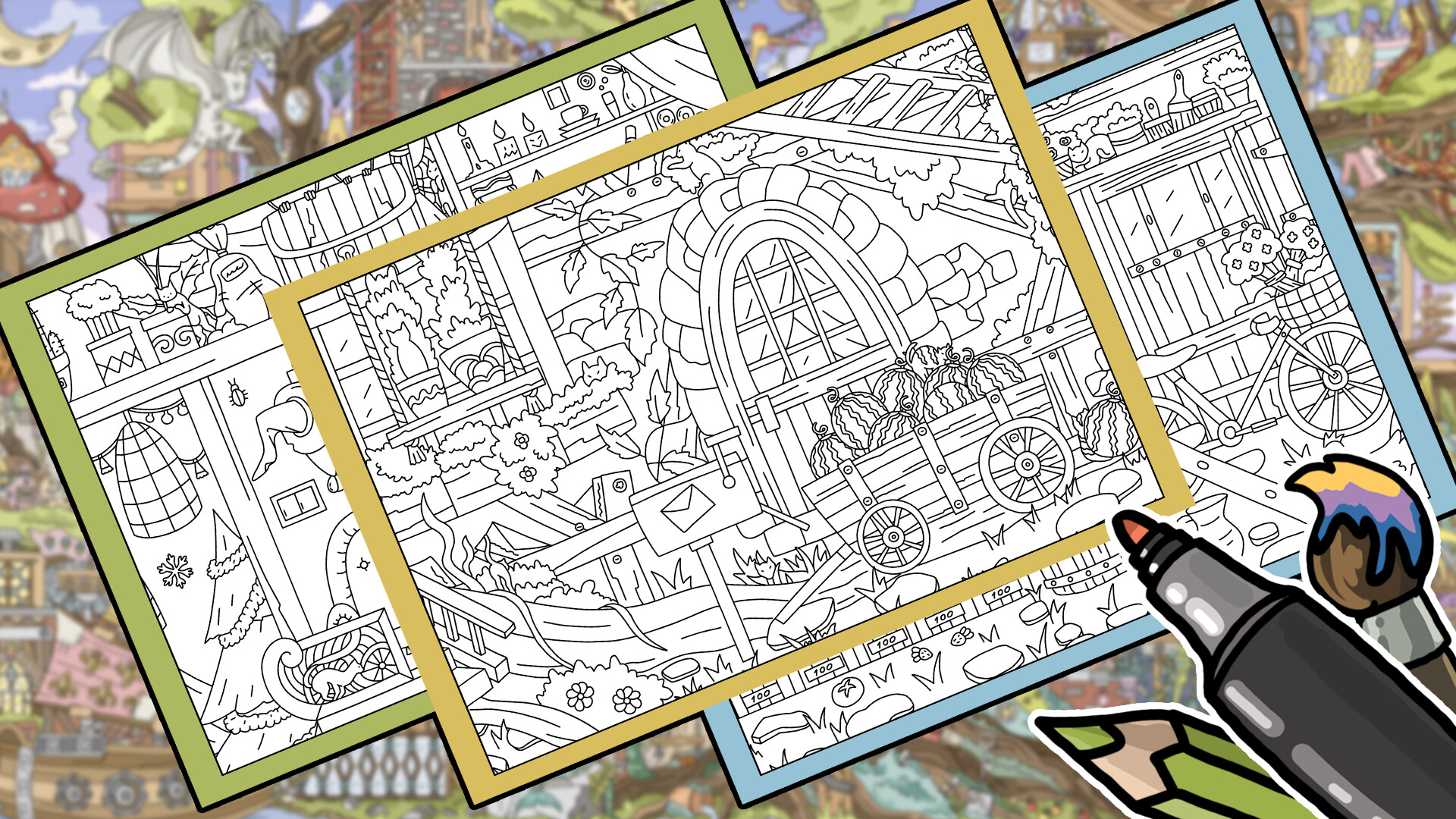 FIND KITTENS 5: Magic Tree - Coloring Book screenshot 1